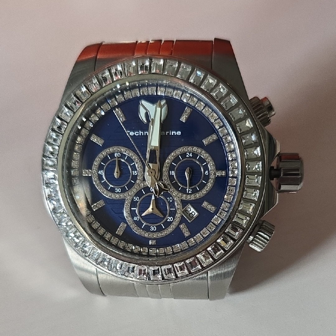 Technomarine Silver Chronograph With Blue Dial